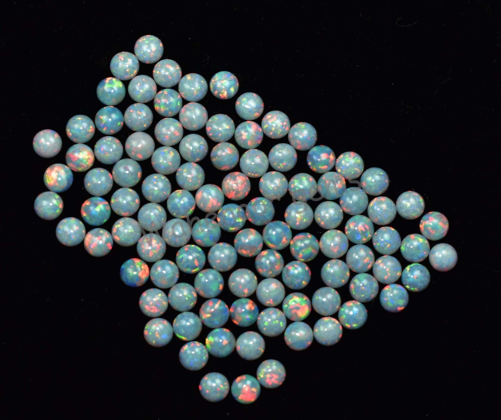 100 Pcs Natural White Fire Opal Play Of Color 2.50 MM Round Certified Gemstone