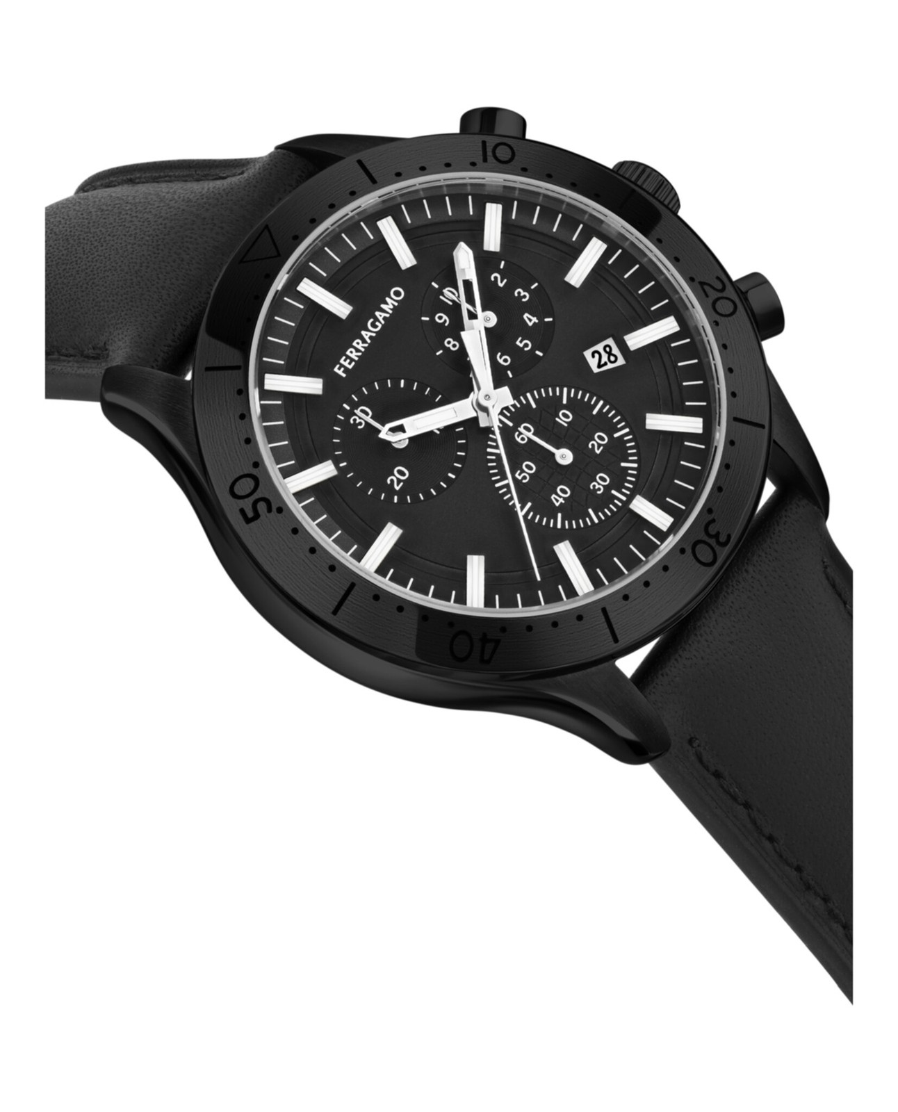 Ferragamo Mens Black 43mm Strap Fashion Watch
