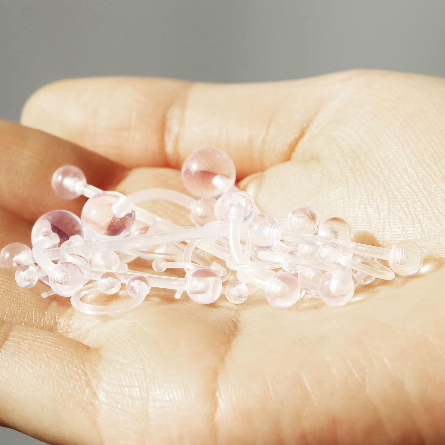 36Pcs Clear Piercing Retainers Bioflex Plastic Jewelry for Nipple Tongue Nose Se
