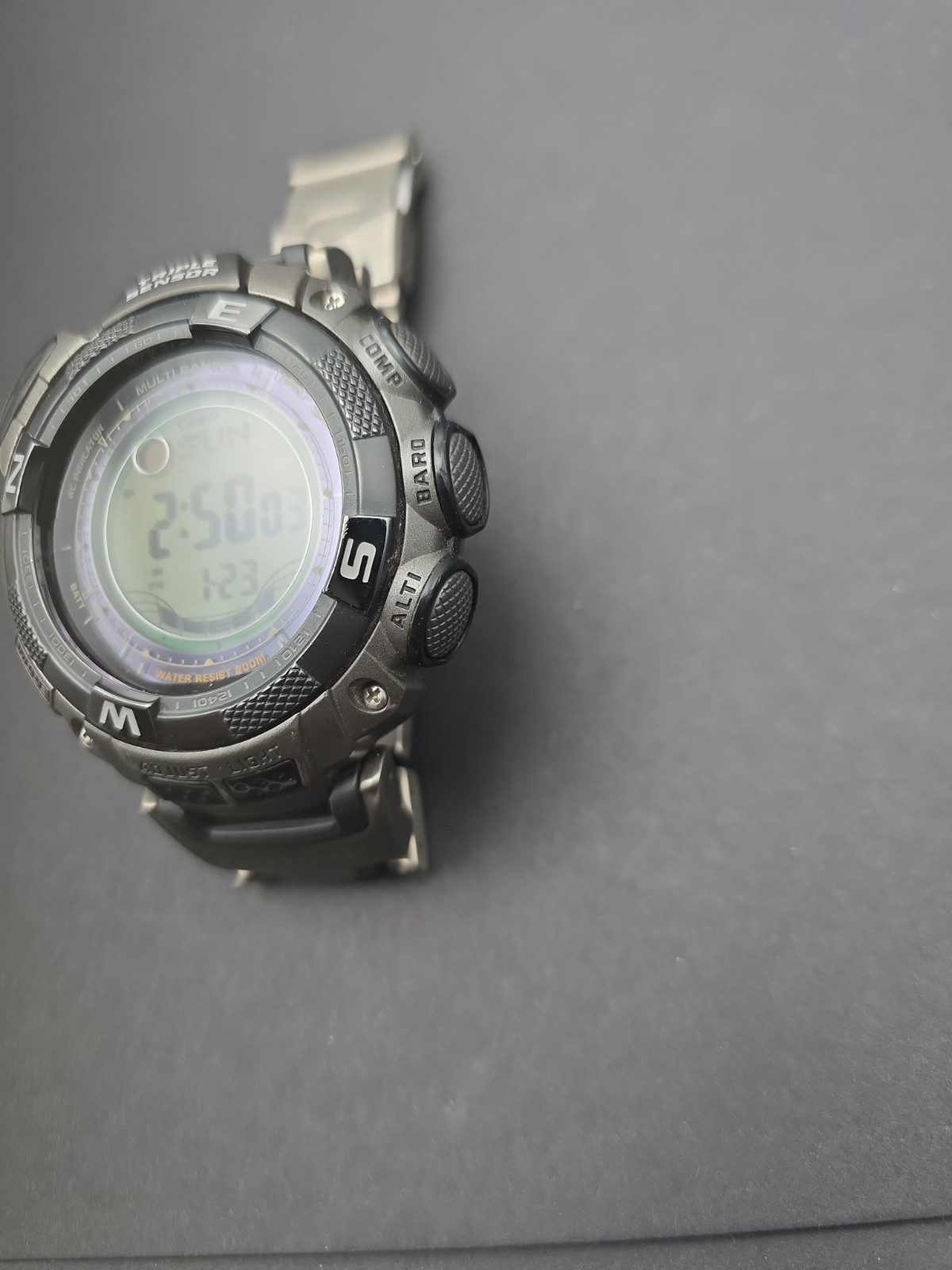 Casio Pathfinder PAW-1500T Titanium Triple Sensor Solar Atomic Watch 3134 Works