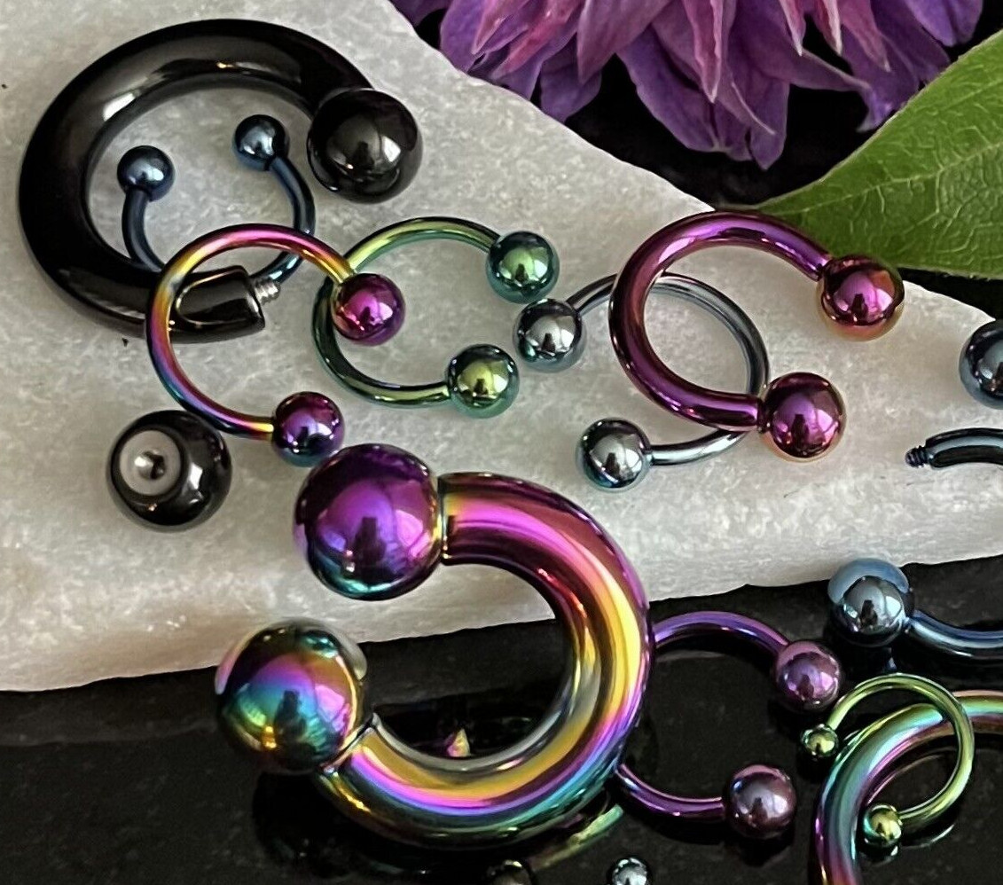 1pc Titanium Anodized Circular Barbell Horseshoe Septum, Eyebrow, Nipple Ring
