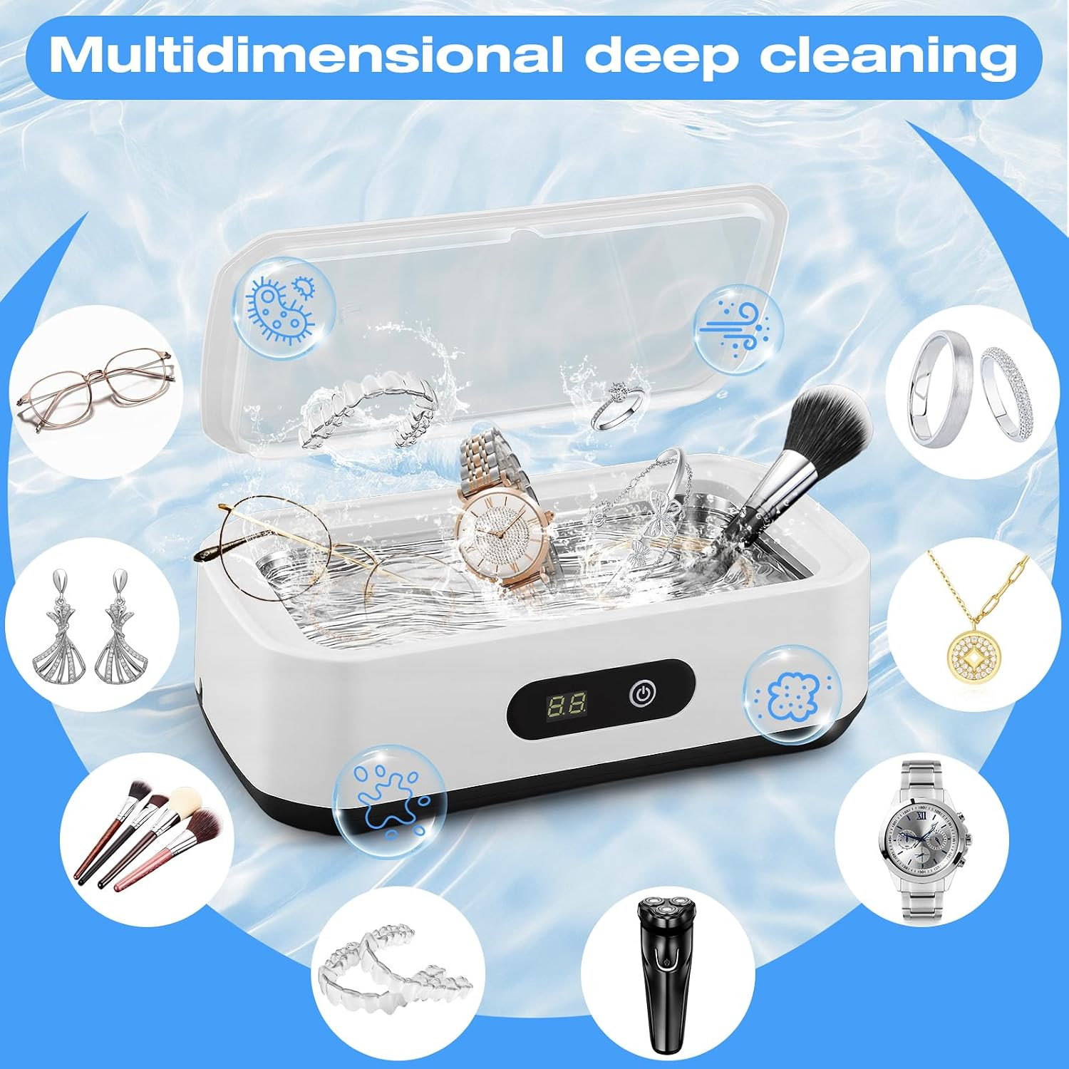 Ultrasonic Jewelry Cleaner, 48Khz Eyeglasses Cleaner Machine, Ultrasonic Cleaner