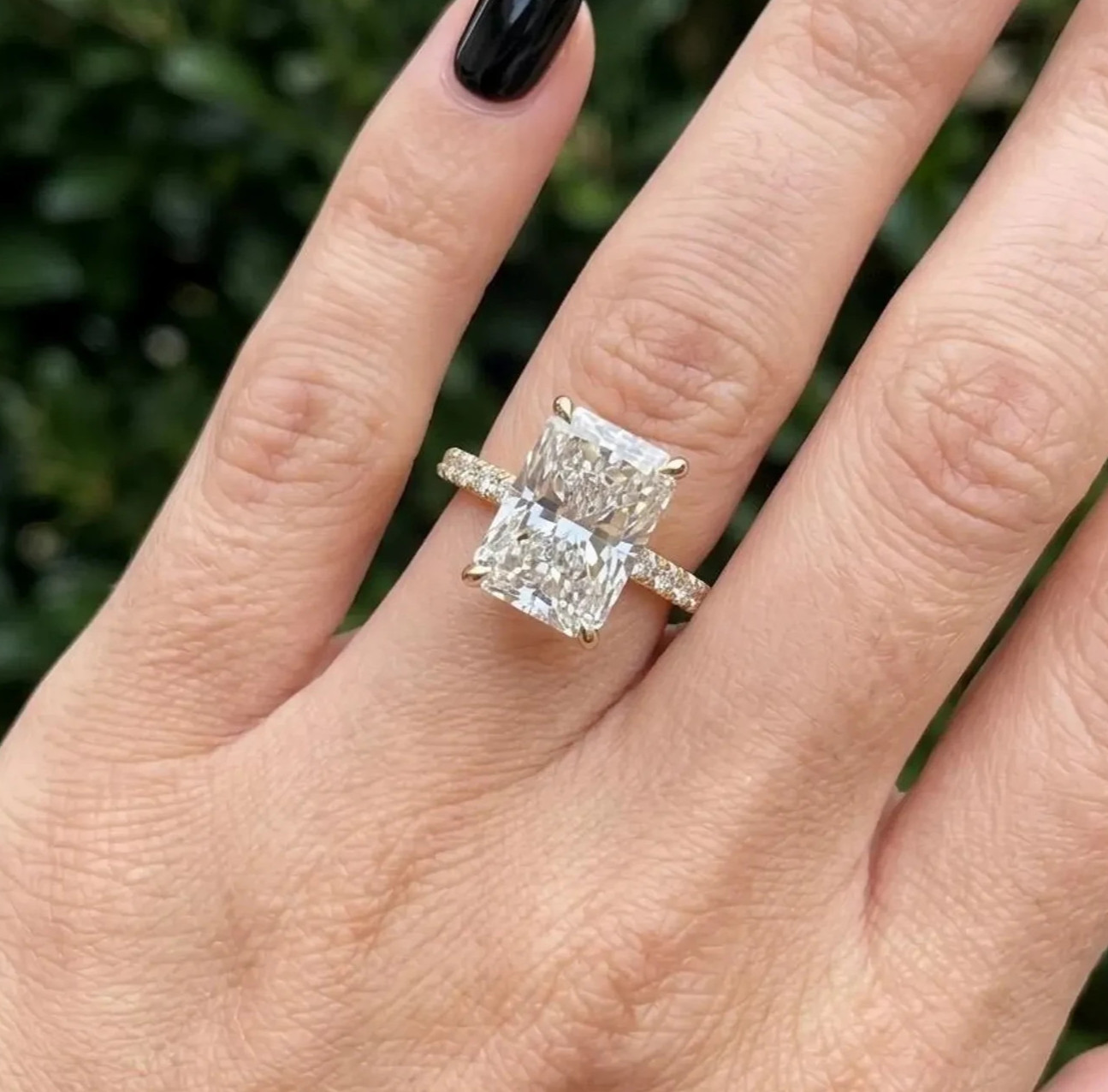 Radiant 2CT Lab Grown Diamond In 14k Yellow Gold For Hidden Halo Wedding Ring