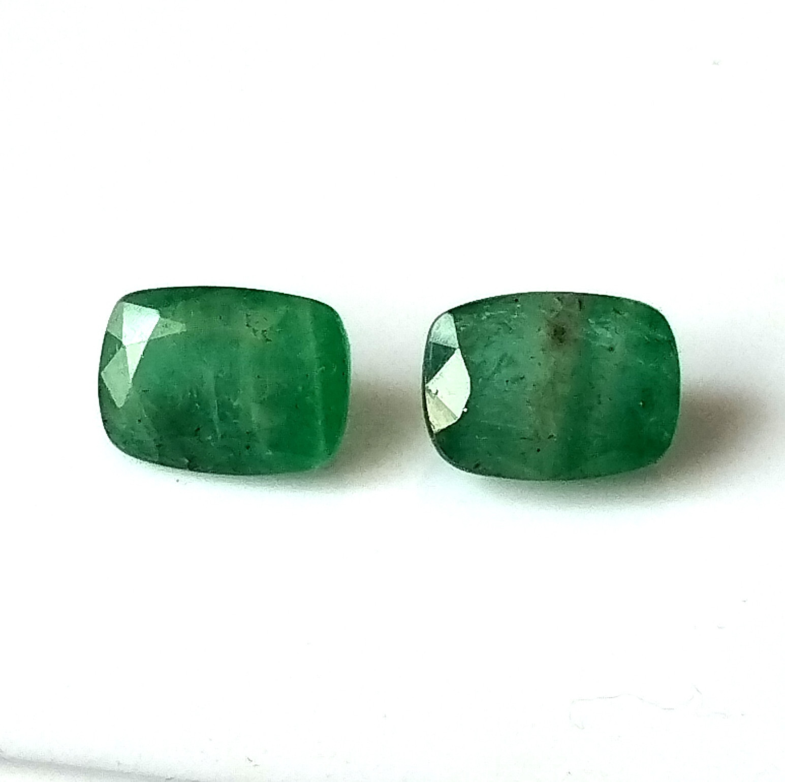 Zambian Emerald pair Cushion Cut 7X10 mm Faceted Natural Loose Gemstone 5.35 CTS