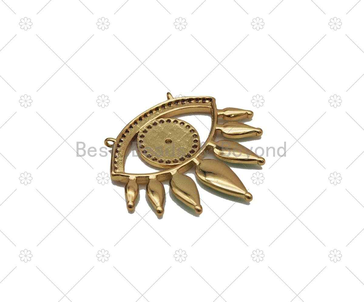 CZ Micro Pave Colorful Enamel Evil Eye Shape Pendant,18K Gold Filled Evil Eye
