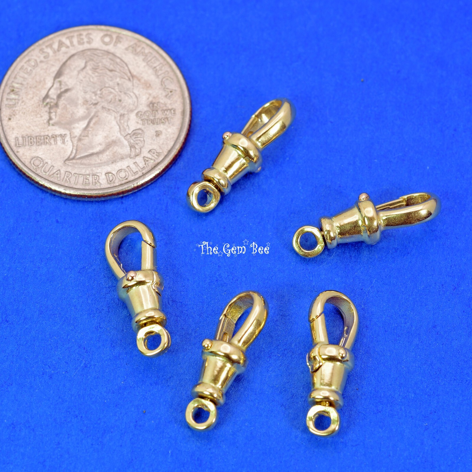 6.5mmx18mm Large 18k Solid Yellow Gold Swivel Push Lock Dog Clip Antique Clasp