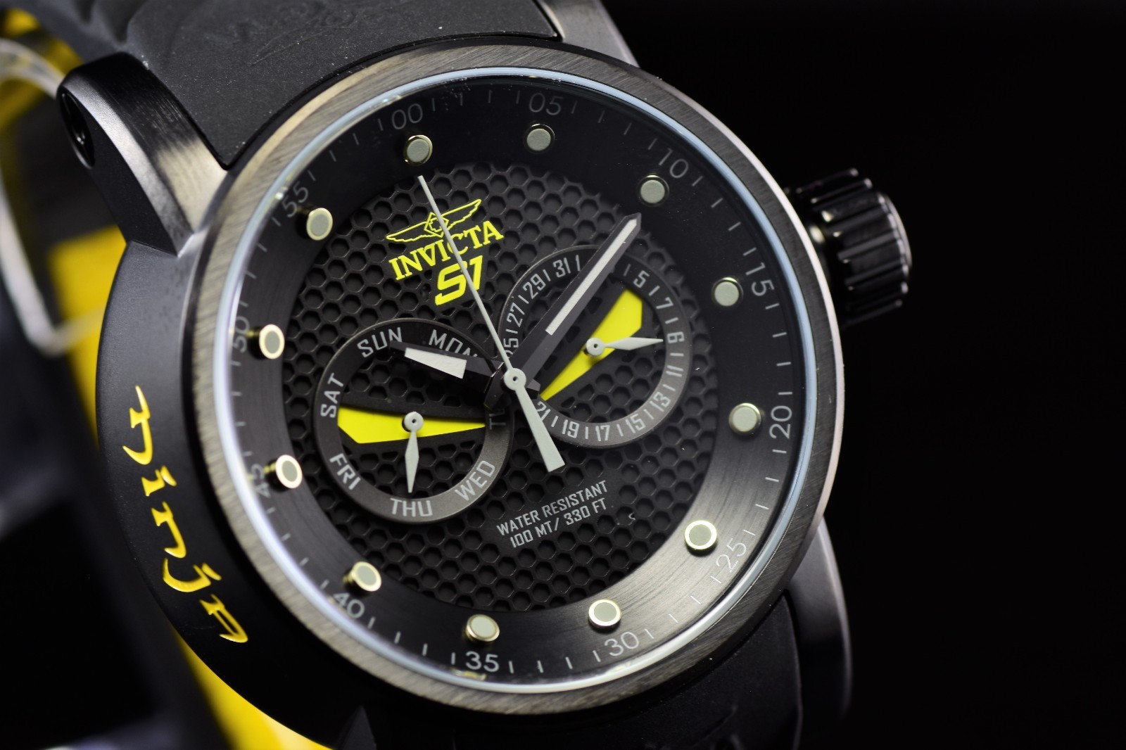 Invicta Men’s S1 RALLY NINJA Black Dial Yellow Accent Black Tone Men’s Watch