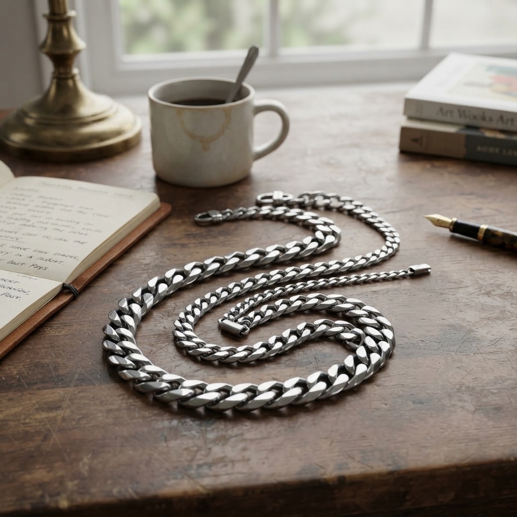 Men’s Flat Cuban Link Chain Jewelry | Black Gunmetal & 14K Gold, 22″ Length