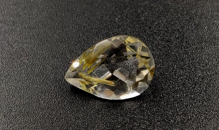 3.1 Ct Natural Rutilated Quartz Pear Shape 12X8.7X5.4mm Faceted Cut Gemstone W83