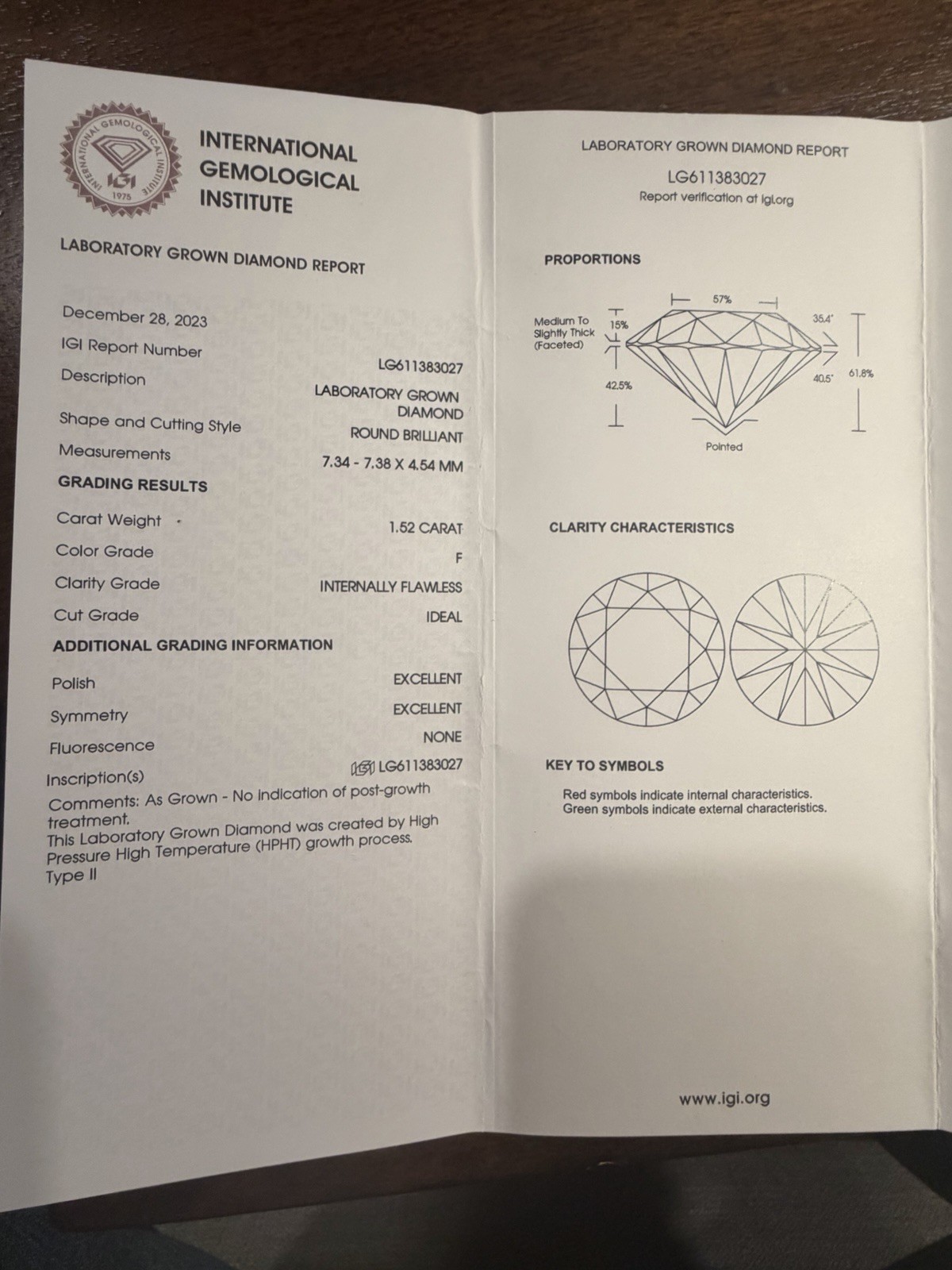 1.5 ct lab grown diamond ring Flawless Colorless Ideal Cut