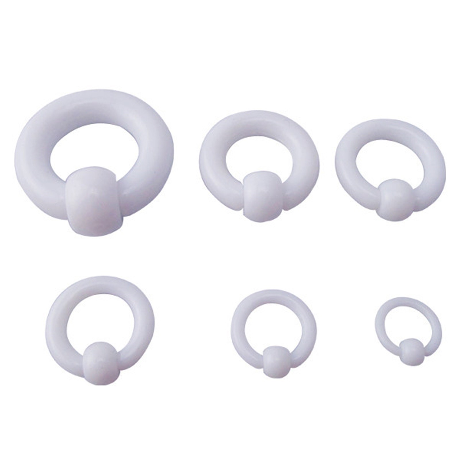 Captive Nipple Ring Heavy 8 Gauge 1/2″ Acrylic White 8mm Ball *