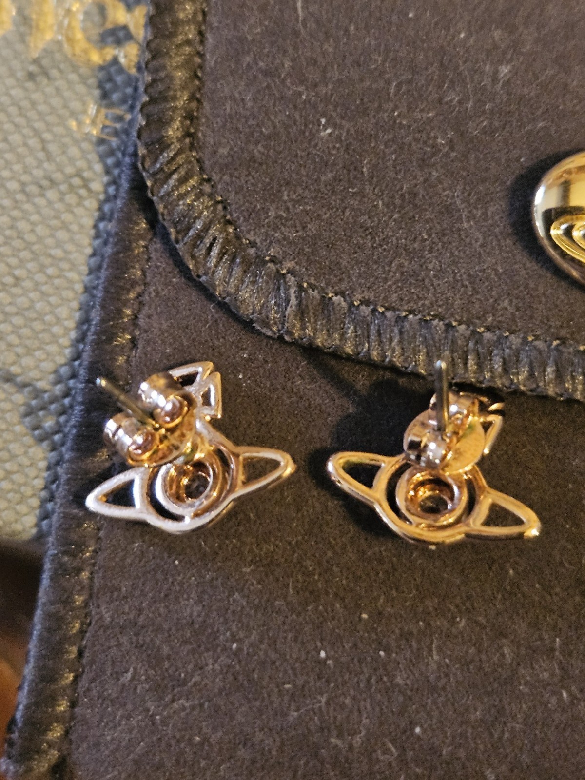 Vivienne Westwood Rose Gold Petite Orb Diamante Earrings Boxed