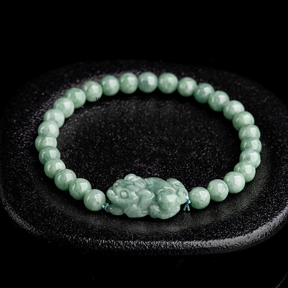 Real Grade A 100% Natural Green Jade Jadeite Men Women Lucky Pixiu Beads