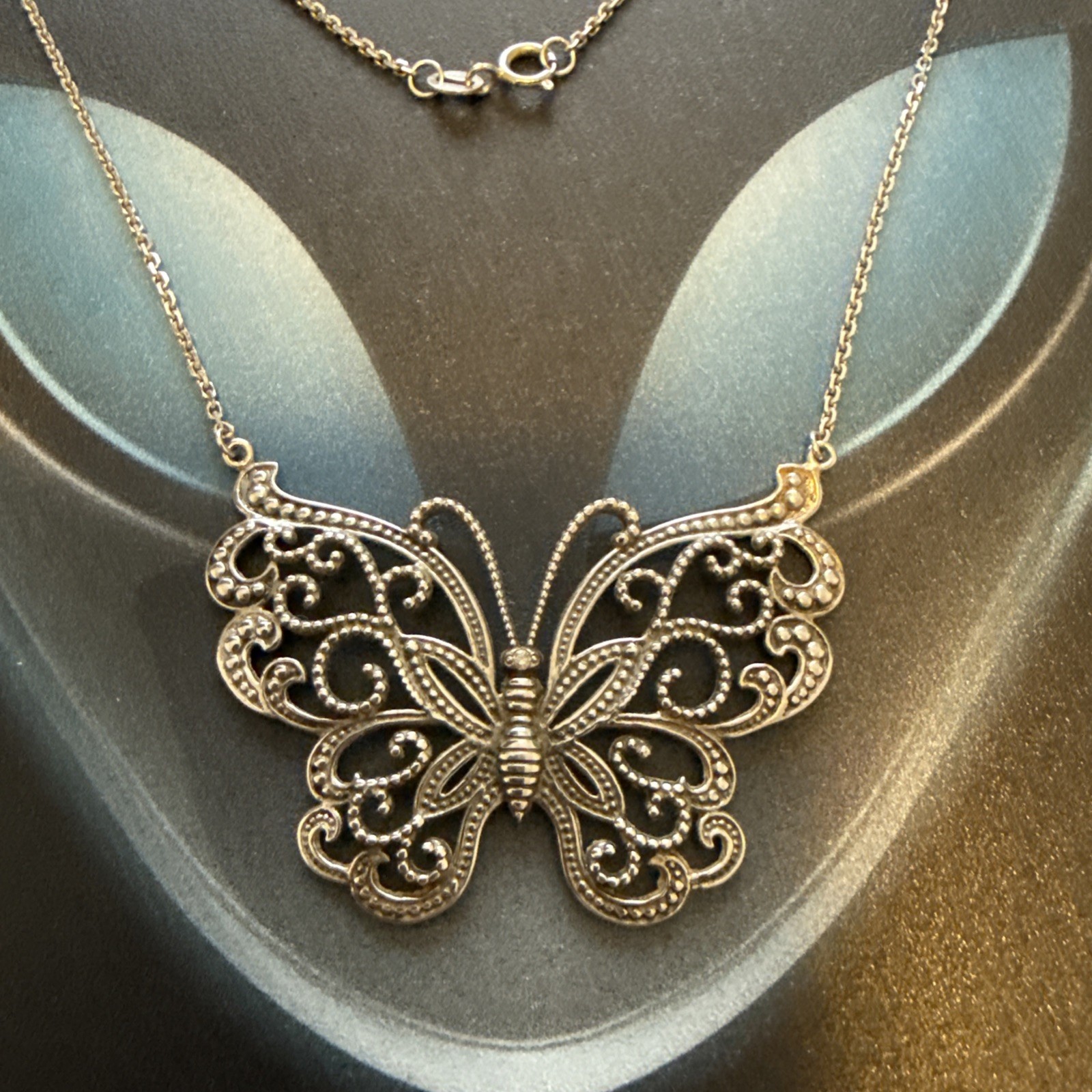 925 Sterling Silver Butterfly Pendant Chain Necklace