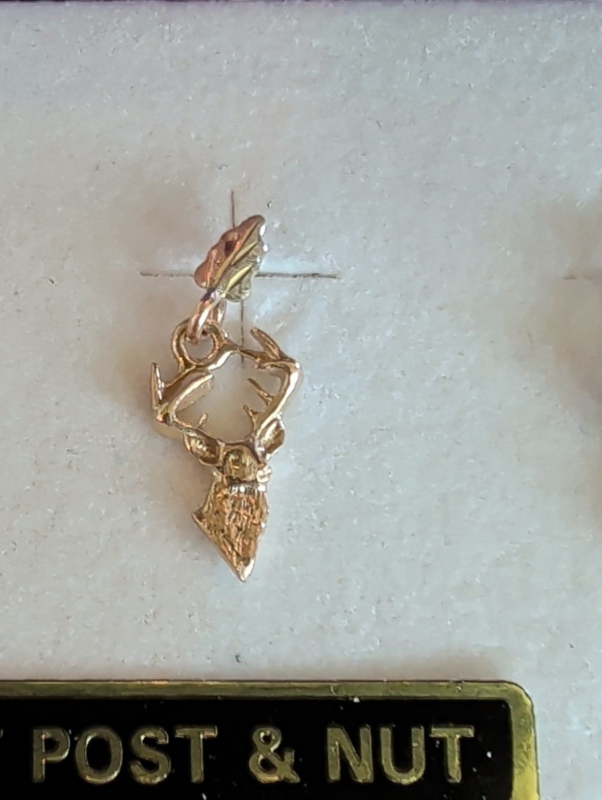 Landstrom’s Tri Color Black Hills Gold Post Earrings 14K Post & Nut Deer Q103