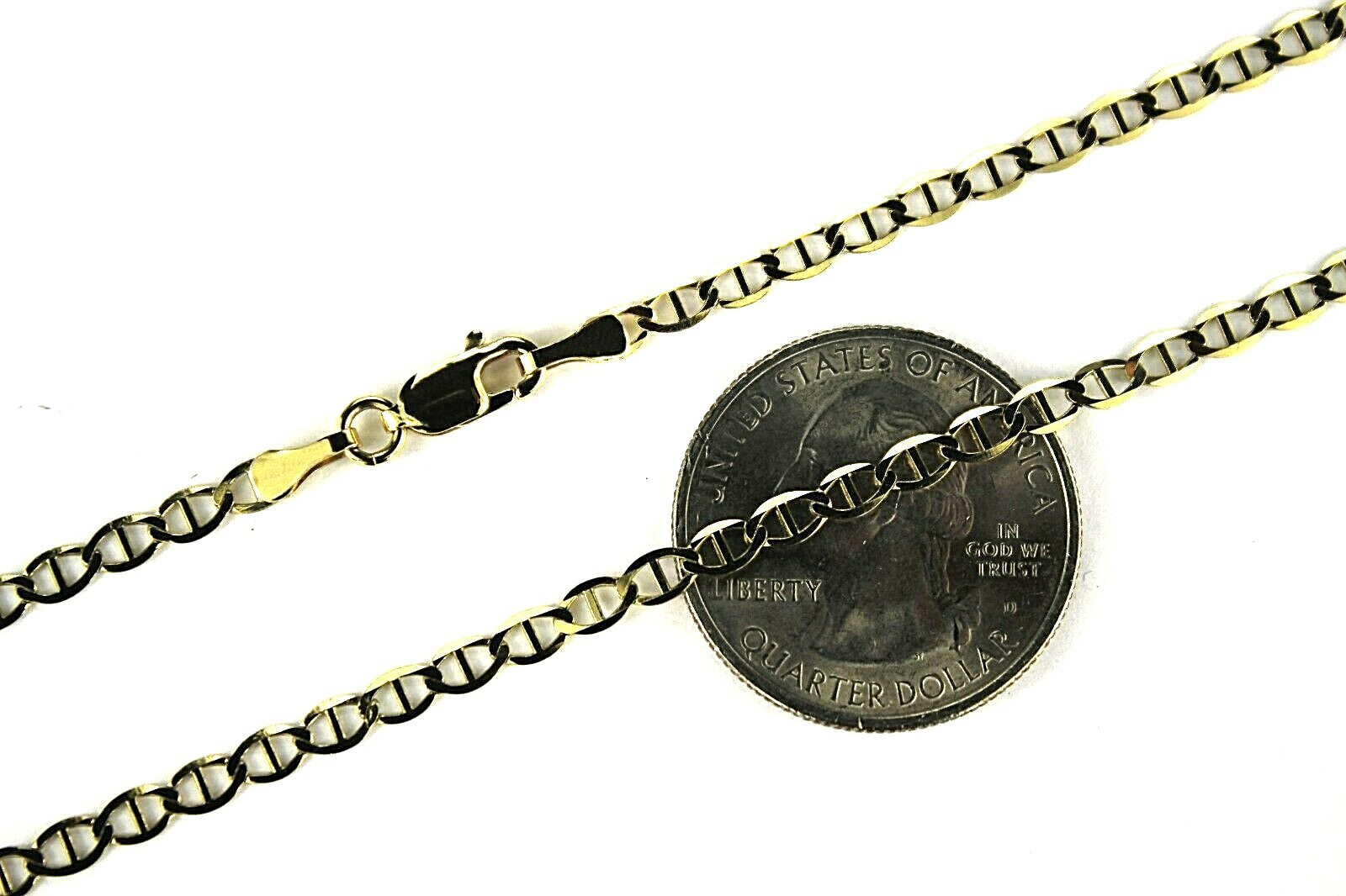 10K Solid Yellow Gold Mariner Link Chain Necklace Men Women 2mm~7.5mm 16″~30″