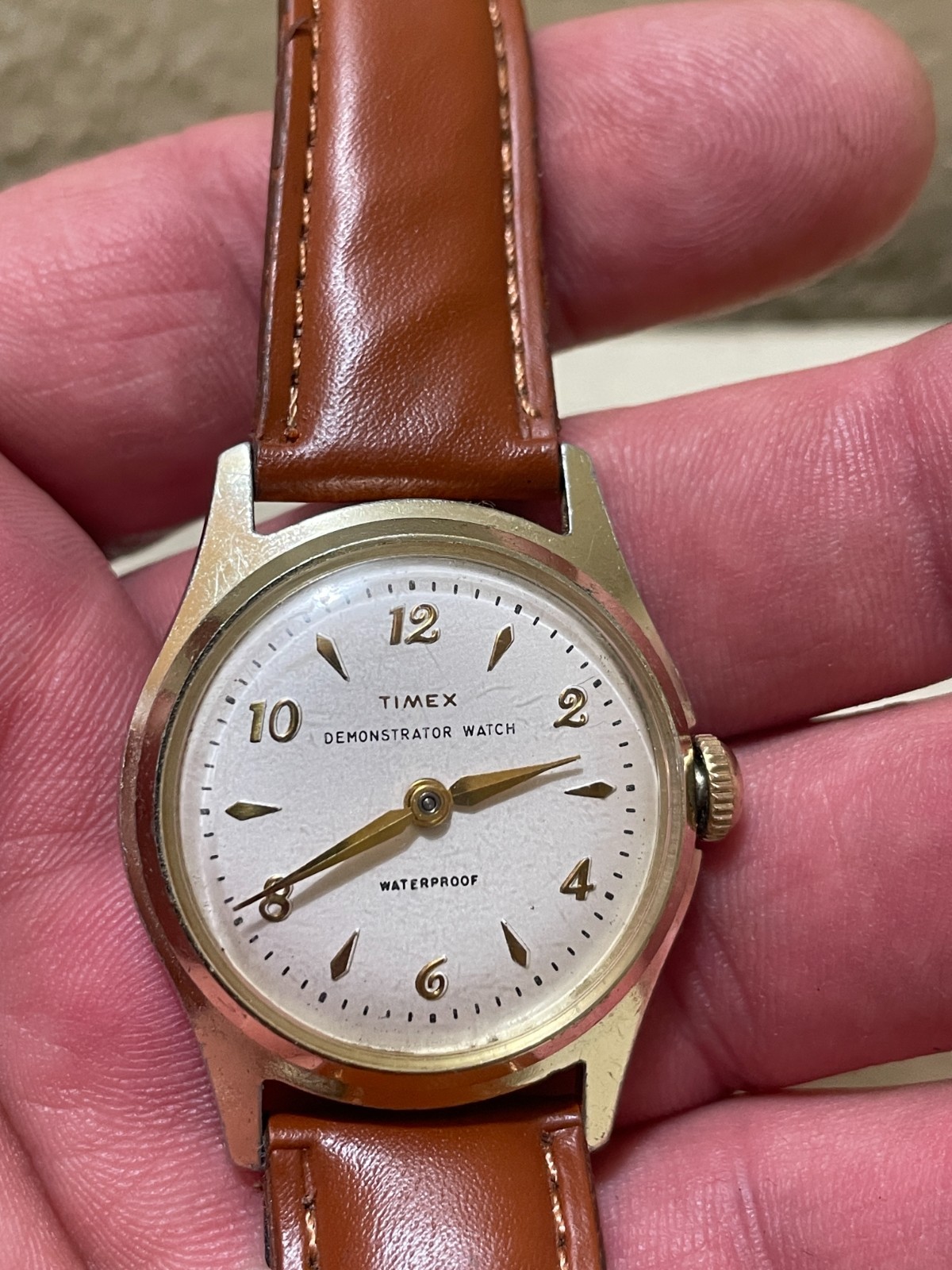 Rare Gold Salesman Sample Demonstrator Timex Marlin Men’s 34mm Wrist Watch