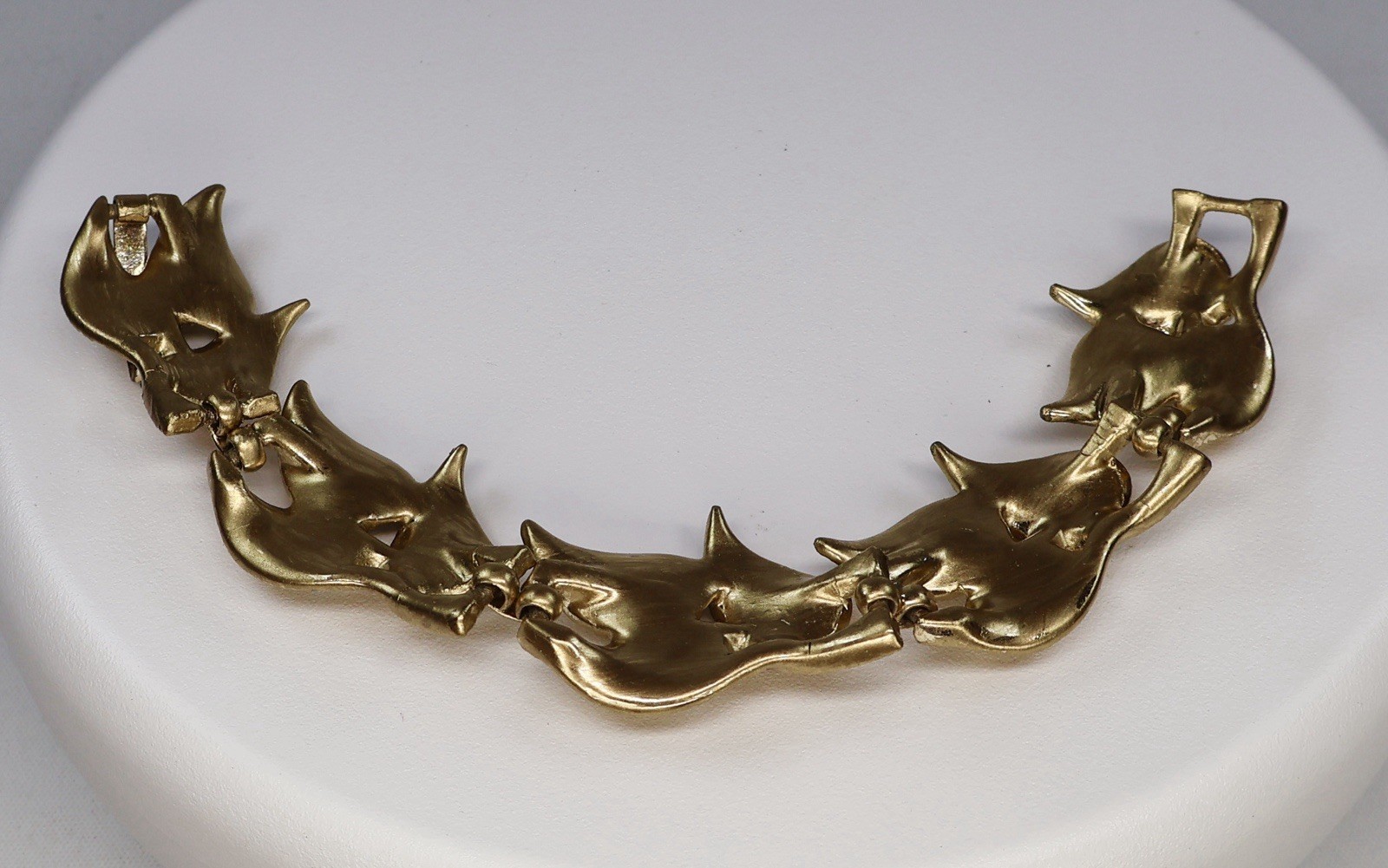 Vintage Czech Rhinestone Bracelet Gold Tone Wing Motif REFURBISHED READ