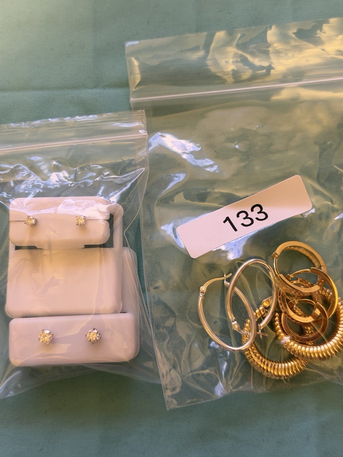 Lot Of 925 Sterling Silver Earrings, Moissanite Studs, Huggies Etc