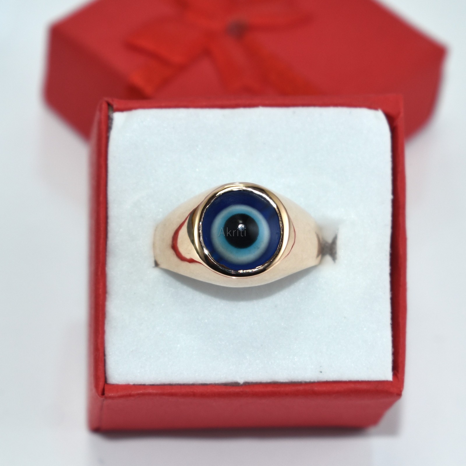 Protective Evil Eye Copper Handmade Signet Men’s Ring Traditional Skill Artist
