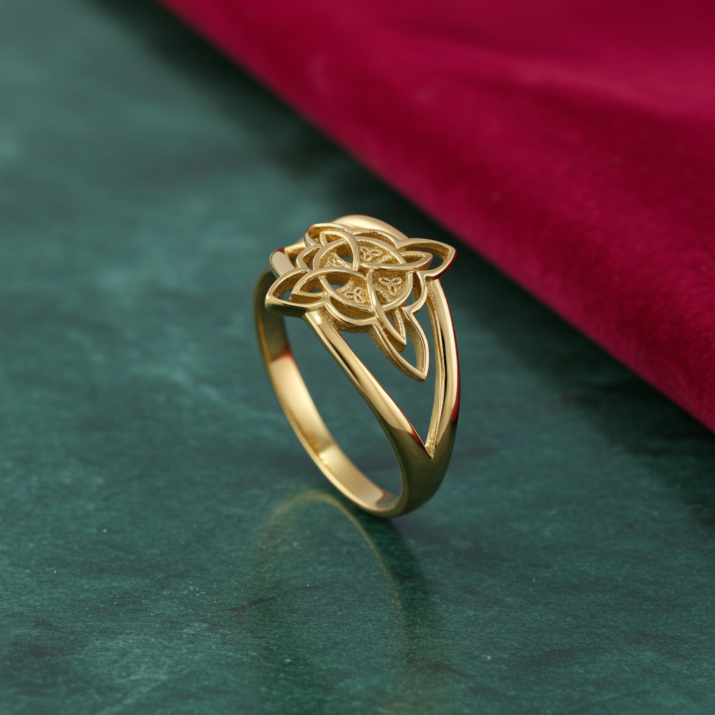 Gold Celtic Trinity Knot Triquetra Ring