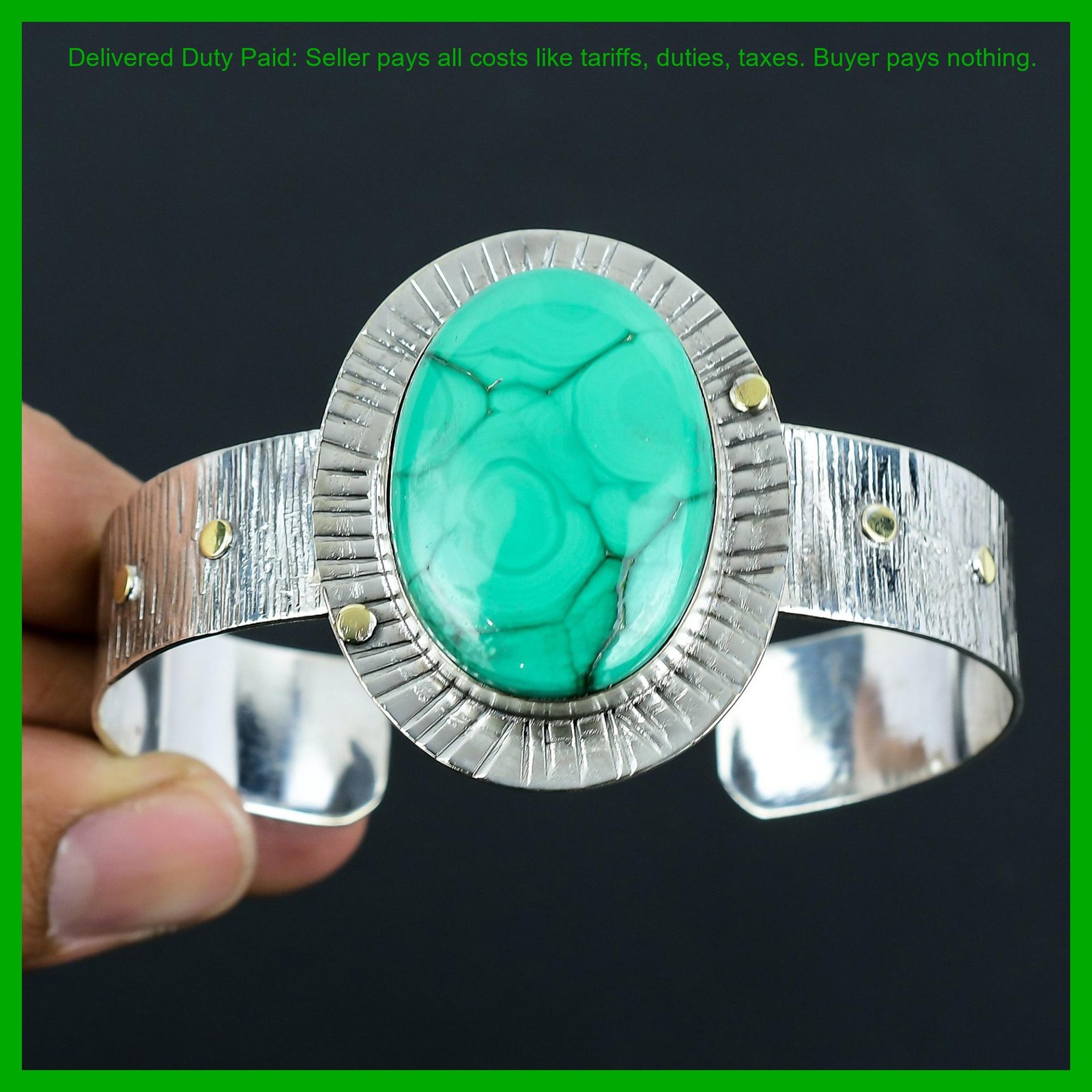 925 Silver Natural Malachite Birthday Gift Anniversary Handmade Trendy Bangle