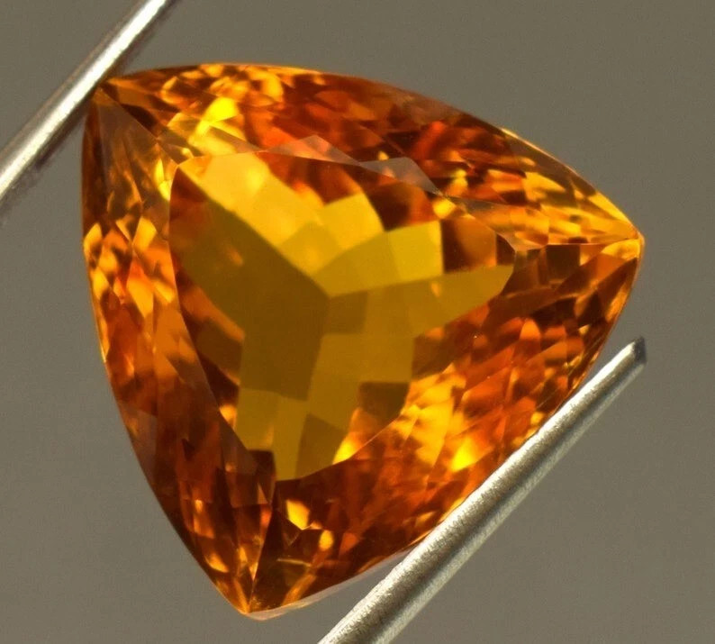 120 Ct+ Certified Natural Yellow Citrine Trillion Cut Genuine Loose Gemstone