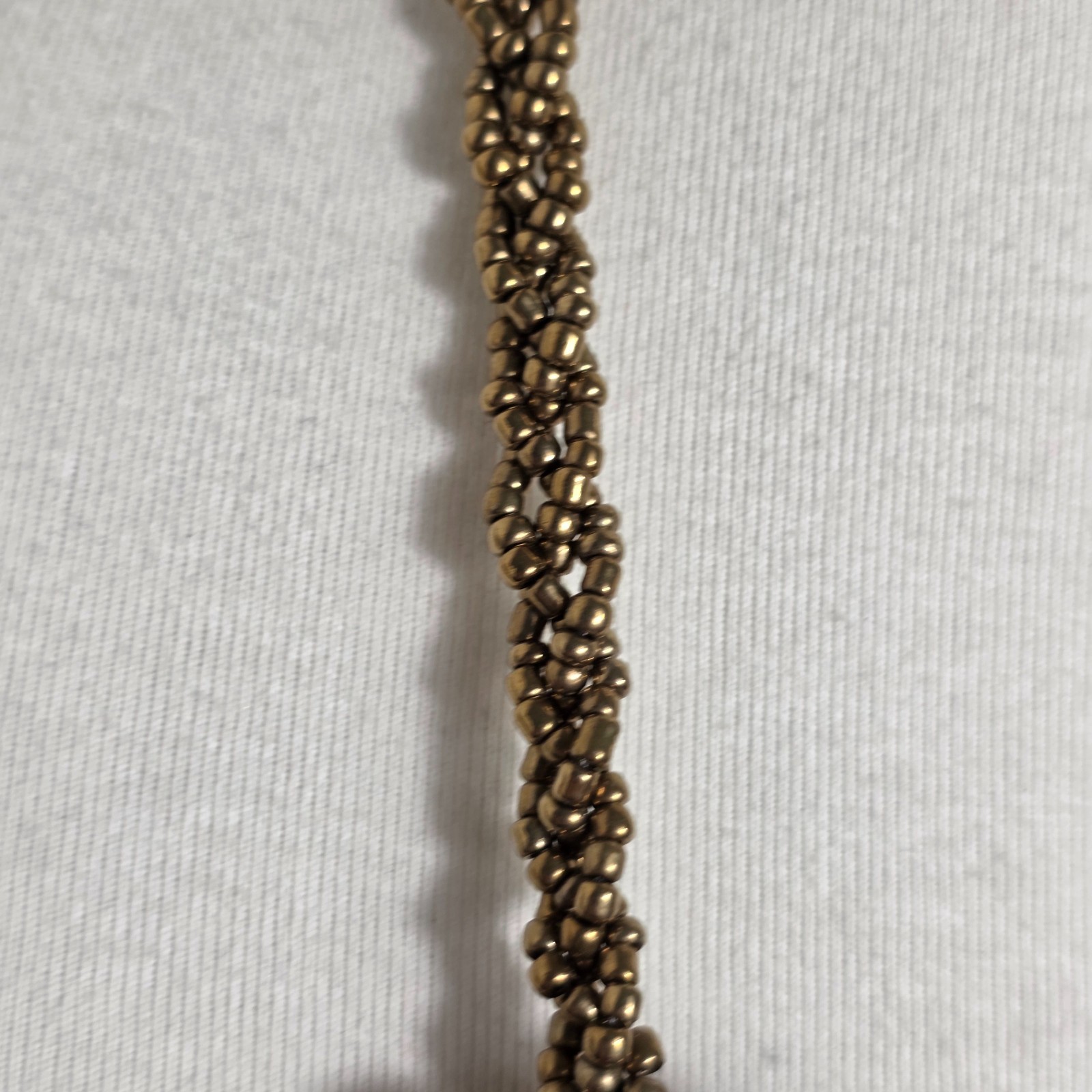 Multi-Strand Dyed Coral Colored Acai Seed Bead Necklace Gold Seed Bead Accents