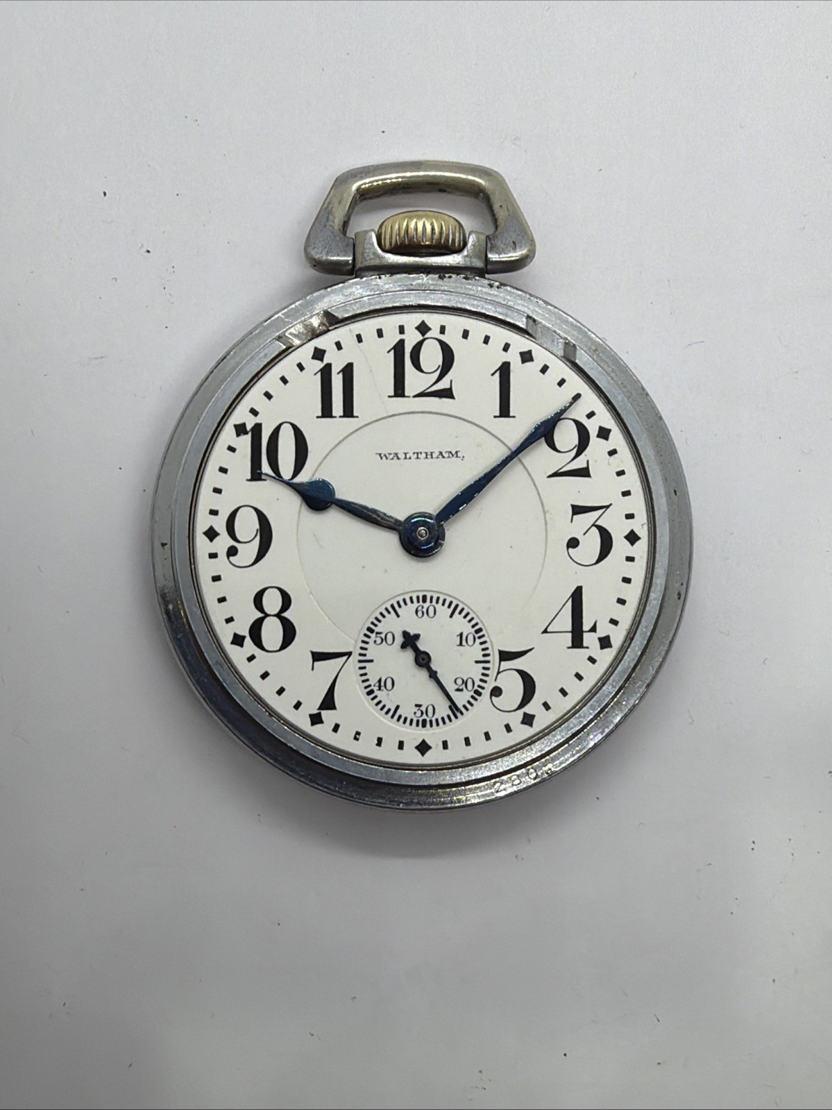 Waltham 16s Vanguard 23J Damaskeened Mint Dial Railroad Pocket Watch Runs Good