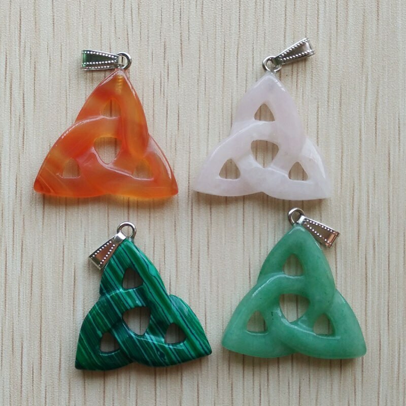 8pcs/lot Natural Stone Hollow Triangle Charms Pendants Beads for Jewelry Making