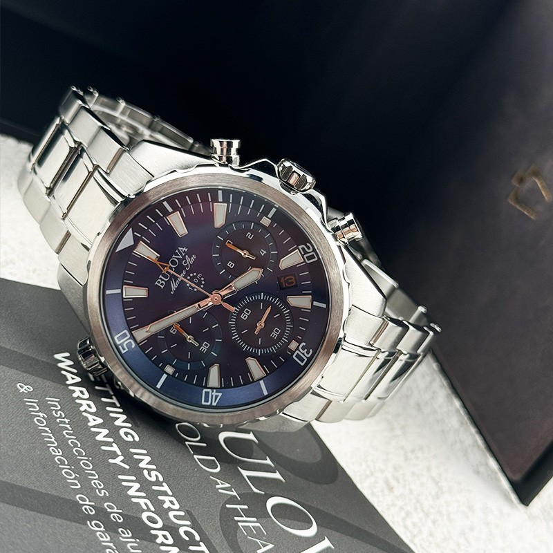 Bulova Marine Star 96B256 Blue Dial Men’s Chronograph Quartz Watch 43mm