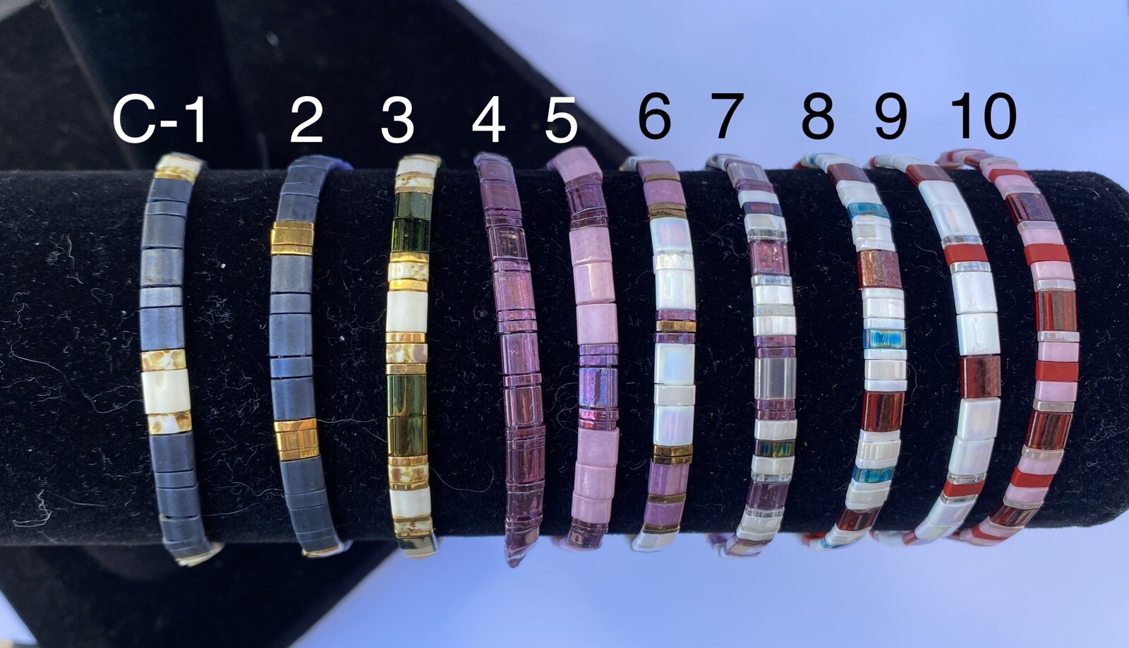 Miyuki Tila bracelet boho Japanese glass tile stackable minimal USA
