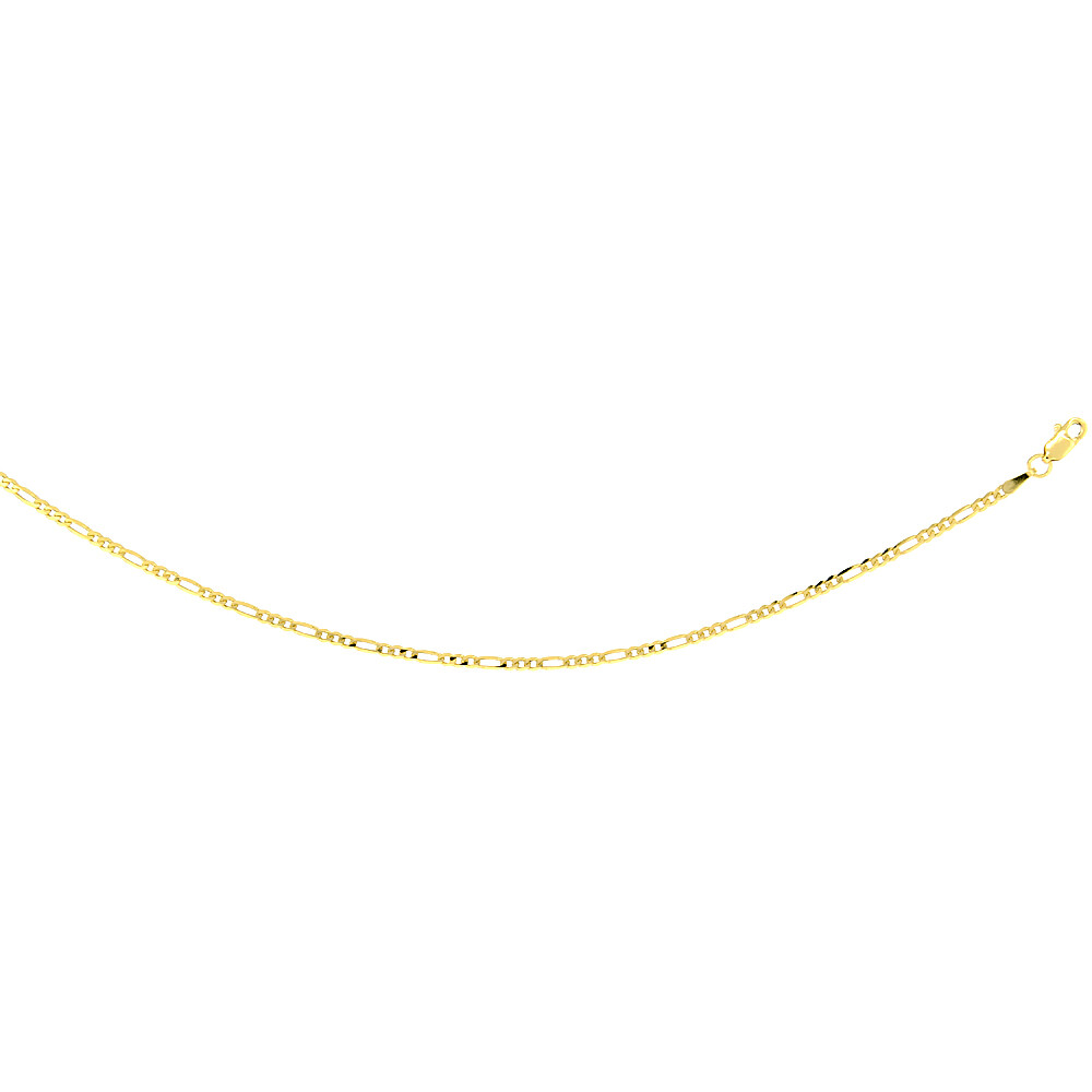 10k Solid Yellow Gold Figaro Chain Necklace 2.23mm-10.25mm Sz 16-30 Inches