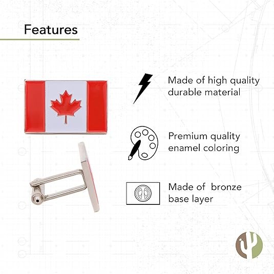 2-PC CANADA FLAG CUFFLINKS High Quality NEW w GIFT BOX World Canadian Maple Leaf