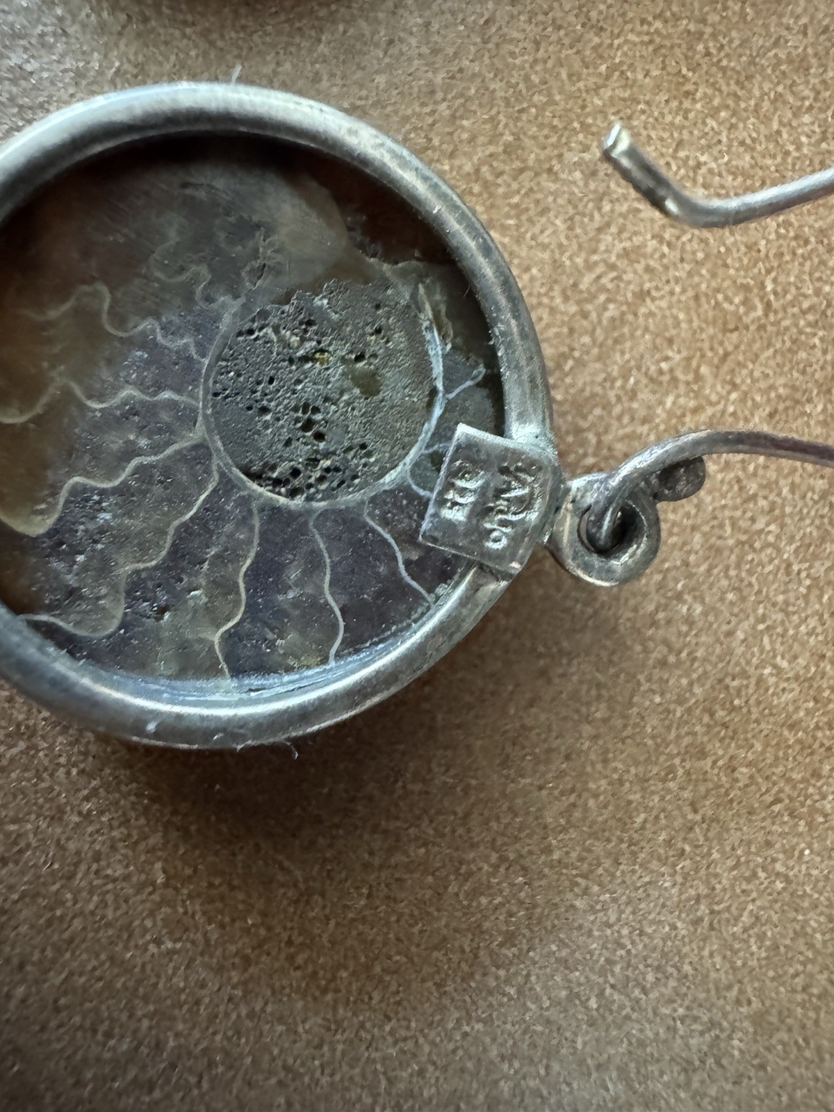 925 Silver Natural Ammonite Fossil Chain Bracelet & Earrings