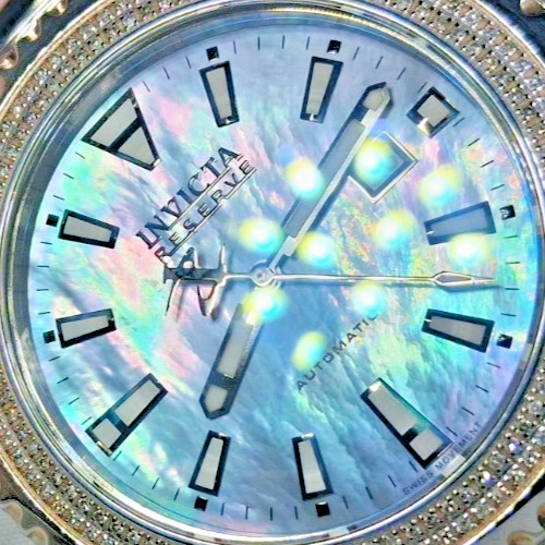 INVICTA RESERVE PRO DIVER LE DIAMOND, SAPPHIRE SWISS ETA AUTO PLATINUM MOP WATCH