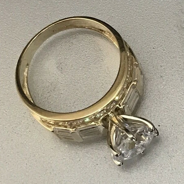 Sale GOLd Ring 14k YELLOW solid engagement Round wide thick carat size 5 ASK 4 6