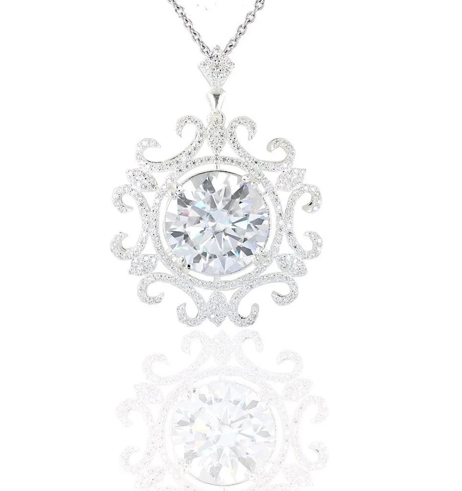 RARE 20.00 Ct White Treated Diamond Solitaire Pendant-FREE Diamond Studs !