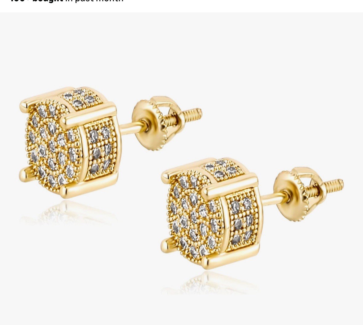 14K Gold Plated Iced Out CZ Cluster Stud Earrings Screw Back Mens Bling