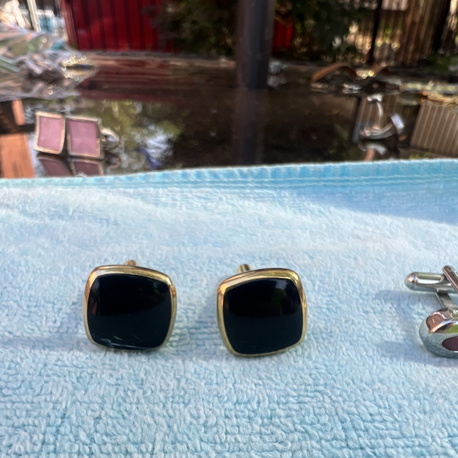 Men’s Mixed Lot 3pc Metal Cufflinks Set – Silver Gold Black Pink