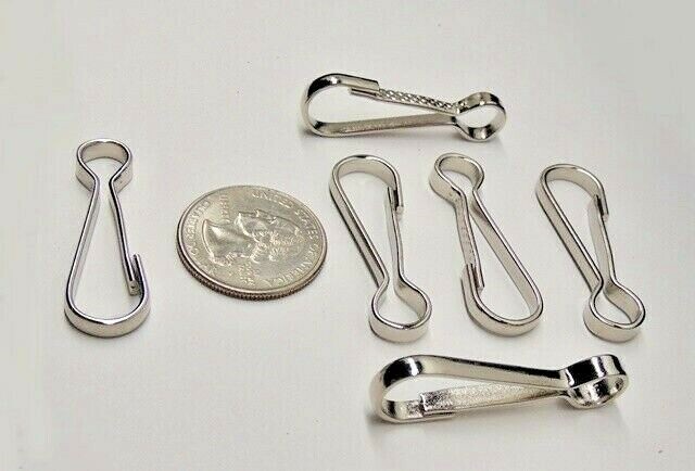 6 Strong LARGE SILVER LANYARD Spring Snap HOOKS 1-5/8″ Long CRAFT Findings Clasp