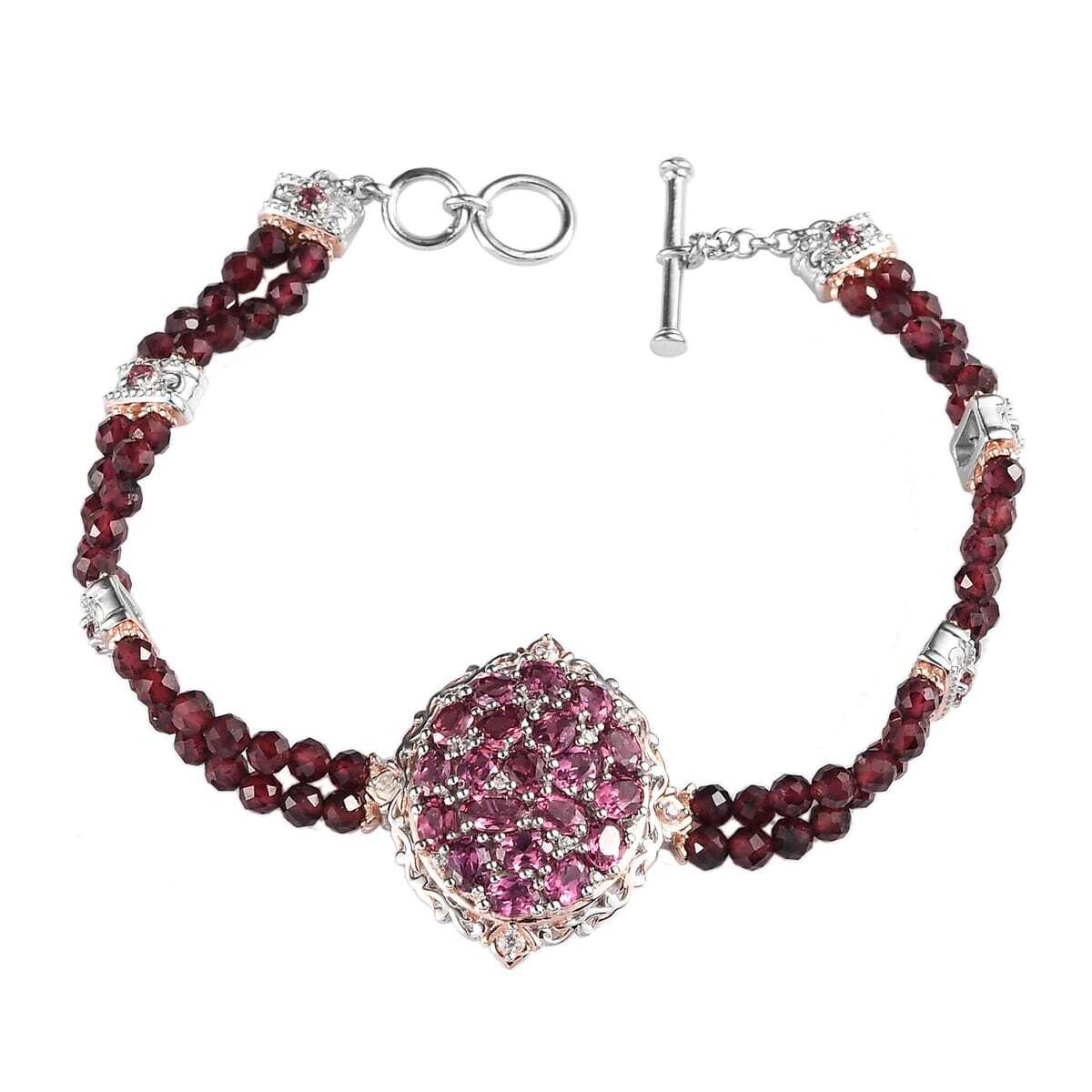 BREATHTAKINGLY BEAUTIFUL!! Wine Garnet Bracelet 7.25″ Platinum Plated 6.65ctw