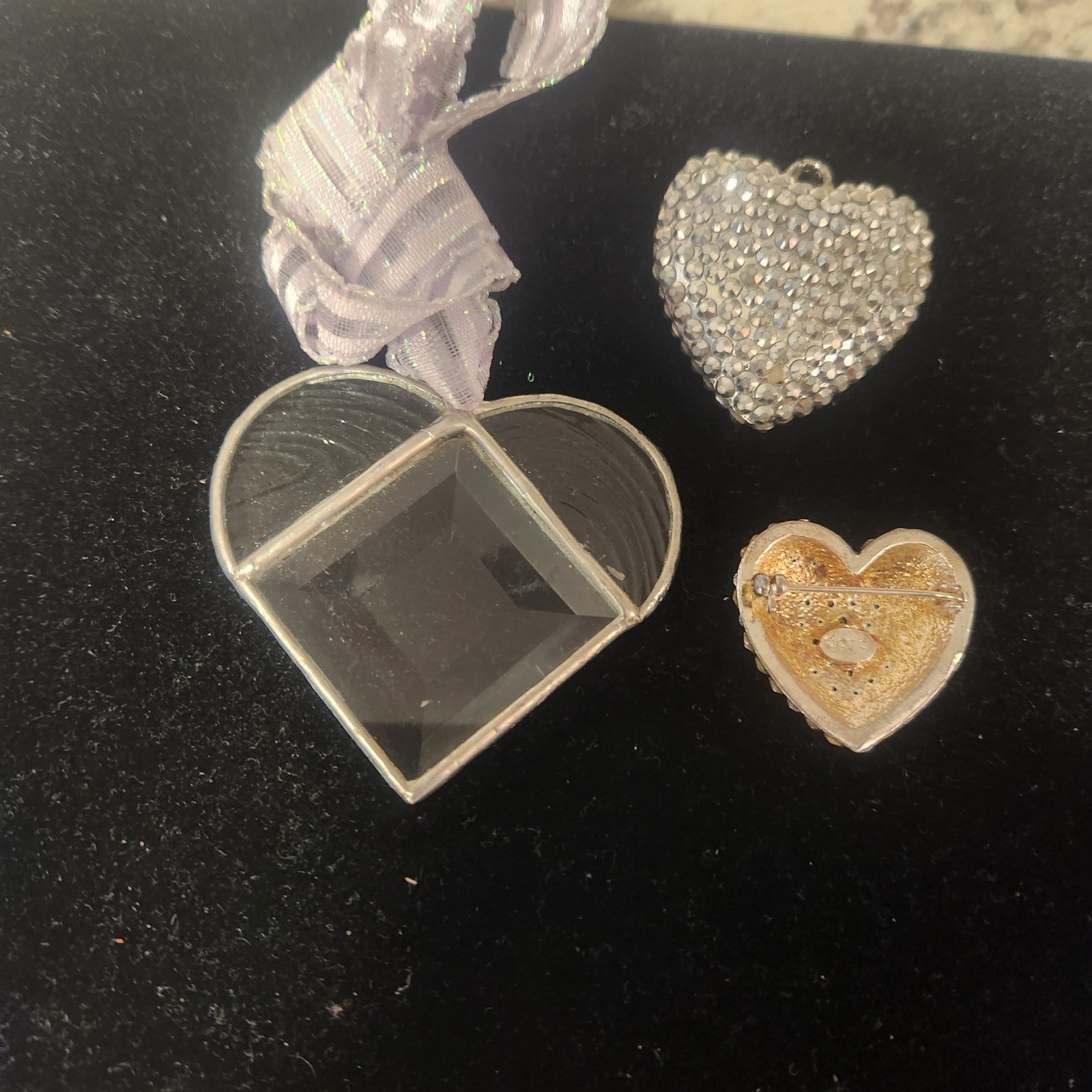 Sparkle Heart Brooch Charm Set Rhinestone Crystal Gem Pendant decor
