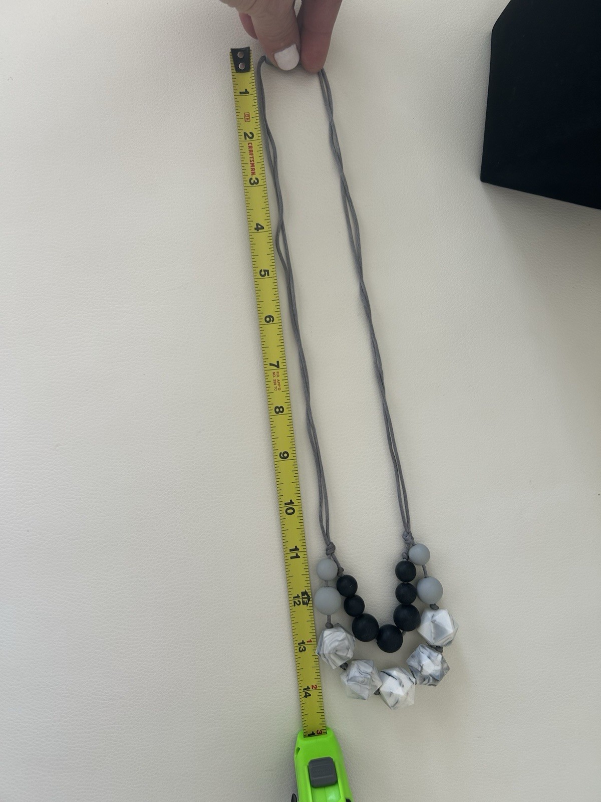Modern Adjustable Gray Black White Geometric Beaded Statement Necklace