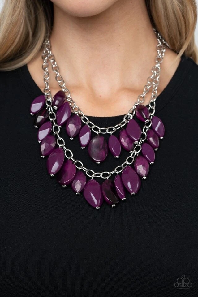 Palm Beach Beauty Purple Necklace and Earring Set Paparazzi NEW WITH TAGS