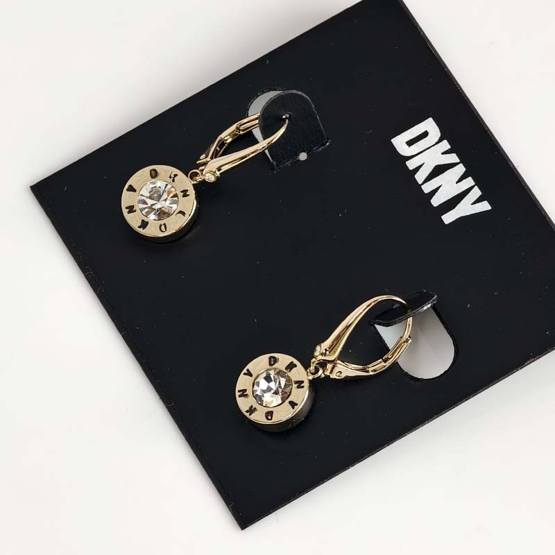 New DKNY Minimalist CZ Round Drop Earrings Gift Chic Women Party Holiday Jewelry