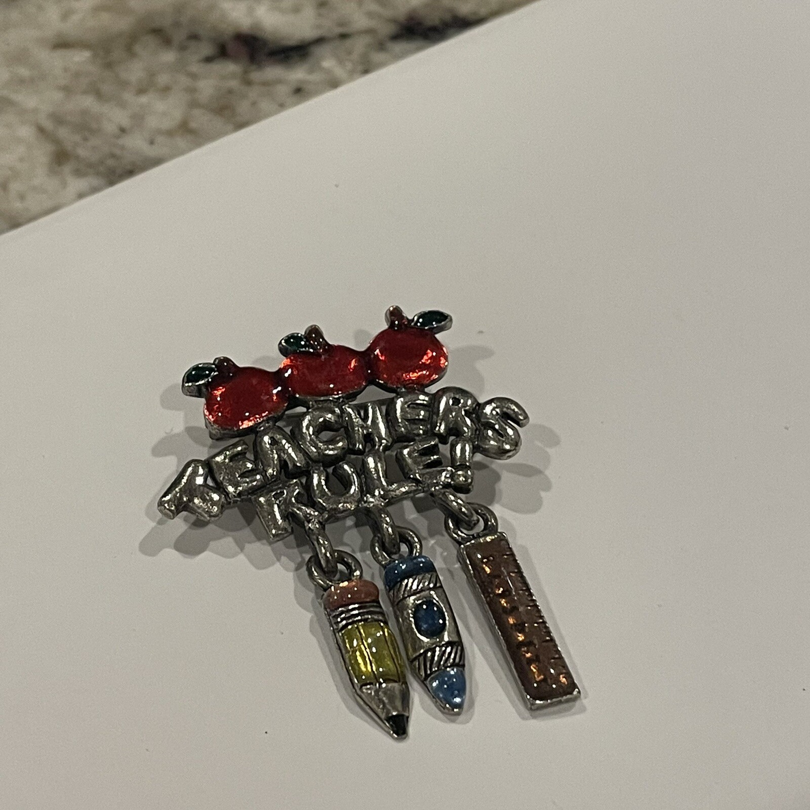 Signed AJMC Brooch Pin Teachers Rule Teacher