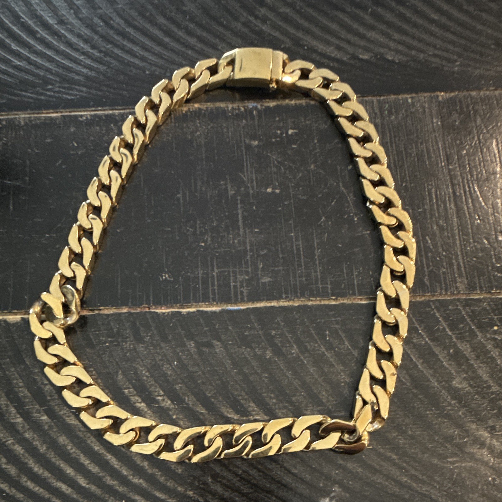 Men’s 24K Gold Cuban Link Chain Bracelet in Gold Color, Box Clasp Closure