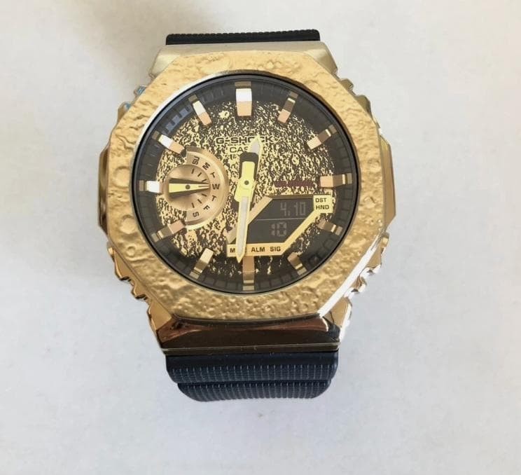 CASIO G-SHOCK GM-2100MG-1AJR Gold Moon Crater Metal Bezel Watch Box Set