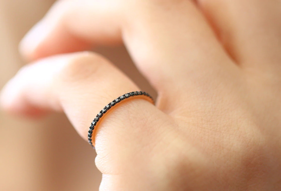 Damen Rosegold Ring 585 14K natürliche schwarzen Diamanten Brillanten 0,30ct